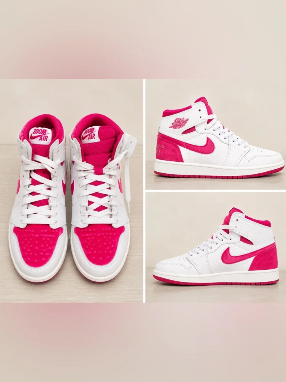 Nike High-Top Sneakers in White & Velvet Hot Pink